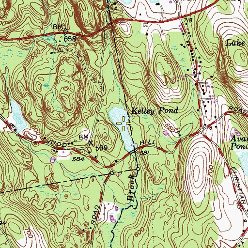 Topographic Map of Kelley Pond, CT