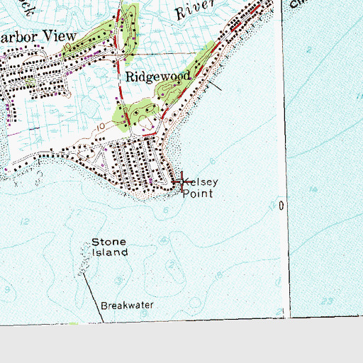 Topographic Map of Kelsey Point, CT