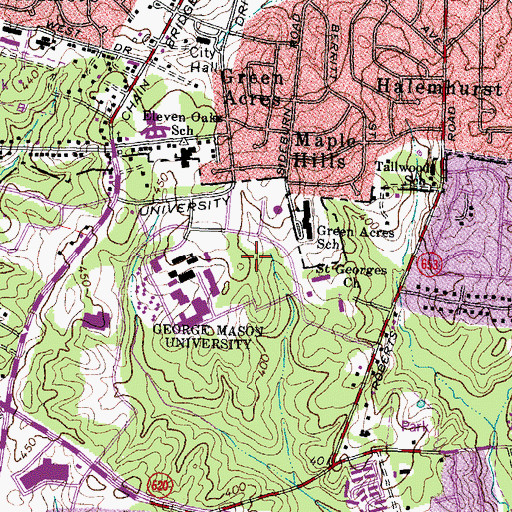 Topographic Map of Dominion Hall, VA