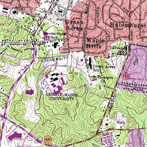 Topographic Map of Dominion Hall, VA