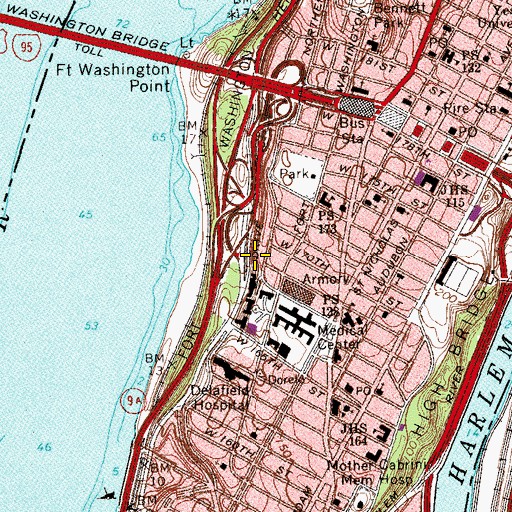 Topographic Map of Bard Hall, NY