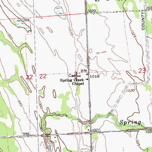 Topographic Map of Spring Creek Cemetery, MN