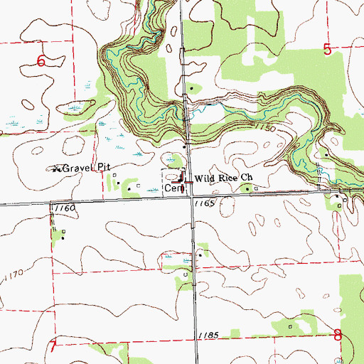 Topographic Map of East Wild Rice Lutheran Cemetery, MN