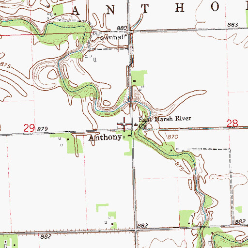 Topographic Map of East Marsh River Cemetery, MN