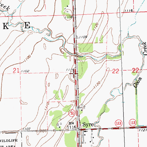 Topographic Map of Syre Cemetery, MN