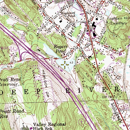 Topographic Map of Keyboard Pond, CT