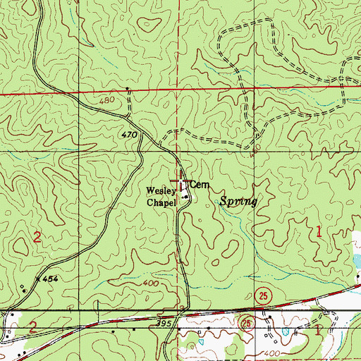 Topographic Map of Wesley Chapel Cemetery, AL