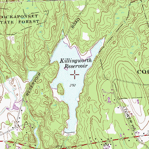 Topographic Map of Killingworth Reservoir, CT
