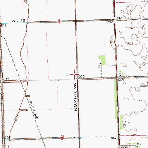 Topographic Map of Wheatville (historical), MN