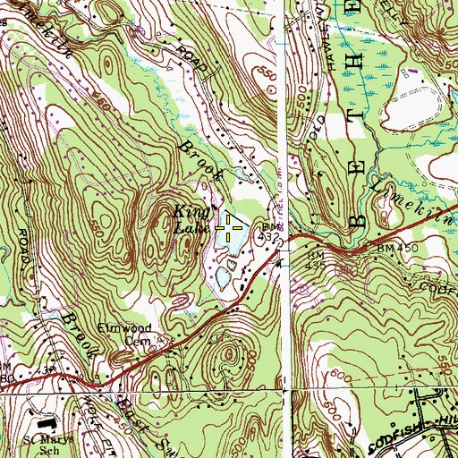 Topographic Map of King Lake, CT