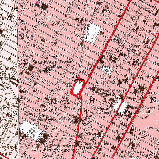 Topographic Map of Greenmarket, NY