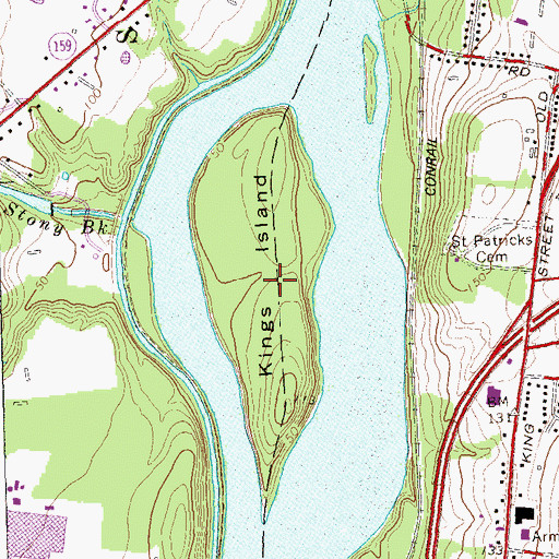 Topographic Map of Kings Island, CT