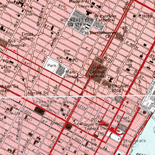 Topographic Map of The Library, NY
