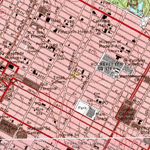 Topographic Map of Bertelsmann Building, NY