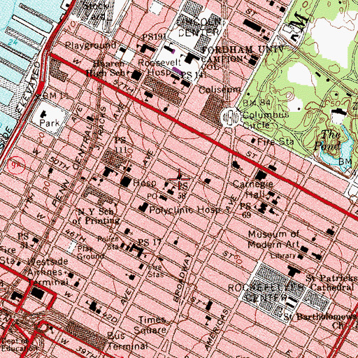 Topographic Map of Midtown Community Court, NY
