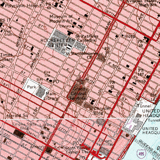 Topographic Map of Helmsley Building, NY