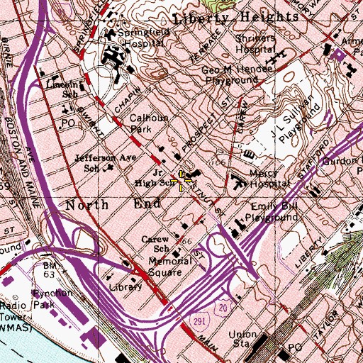 Topographic Map of Springfield Adolescent Graduation Experience, MA