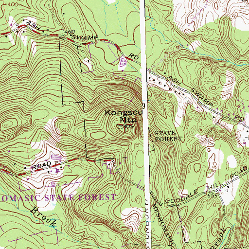 Topographic Map of Kongscut Mountain, CT