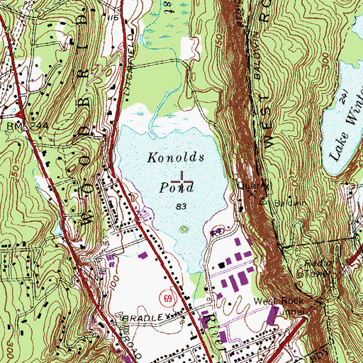 Topographic Map of Konolds Pond, CT