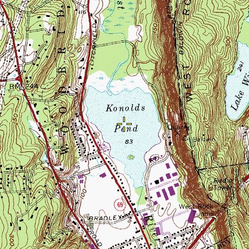 Topographic Map of Konolds Pond, CT