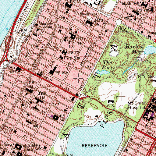 Topographic Map of Park West Village, NY