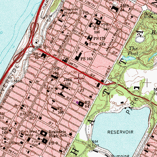 Topographic Map of Congregation Ohab Zedek, NY