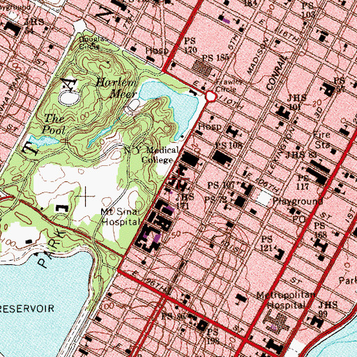Topographic Map of Museum of the City of New York, NY
