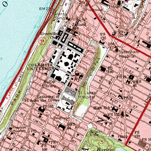 Topographic Map of Jerome L Greene Hall, NY