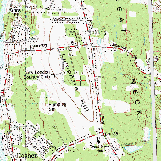 Topographic Map of Lamphere Hill, CT