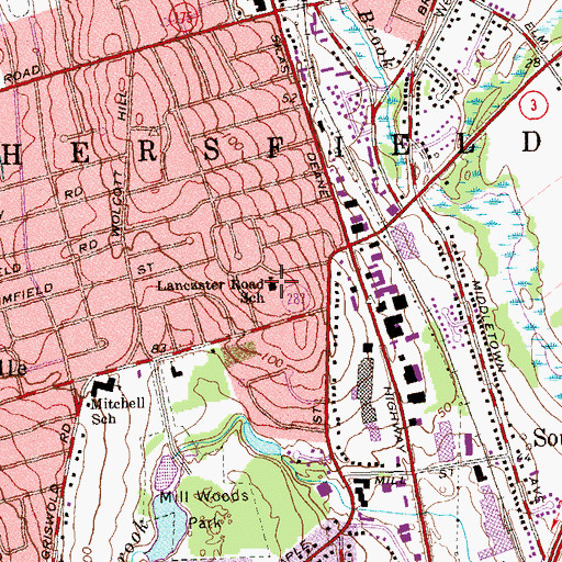Topographic Map of Lancaster Road School, CT