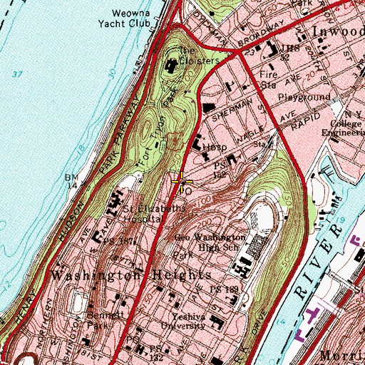 Topographic Map of Fort George Station New York Post Office, NY