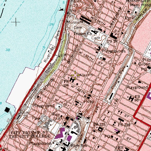 Topographic Map of Hamilton Grange Station New York Post Office, NY