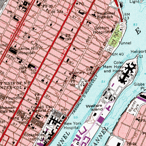 Topographic Map of Webster Branch New York Public Library, NY