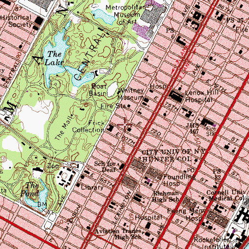 Topographic Map of Birch Wathen School, NY