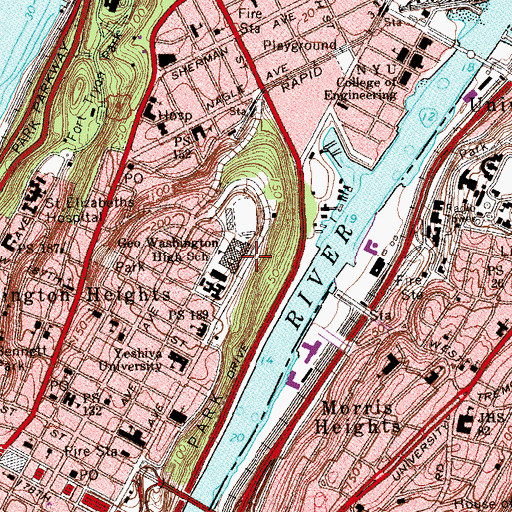 Topographic Map of International High School for Business and Finance, NY
