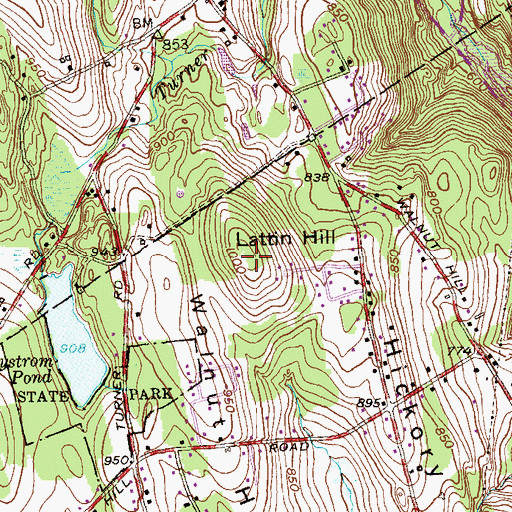 Topographic Map of Lattin Hill, CT