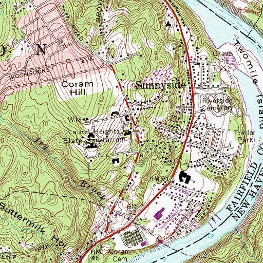Topographic Map of Laurel Heights State Sanitarium, CT