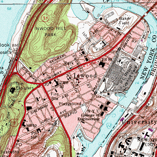Topographic Map of Inwood Hebrew Congregation (historical), NY