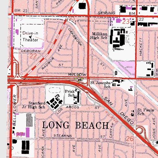 Topographic Map of Los Altos United Methodist Church, CA