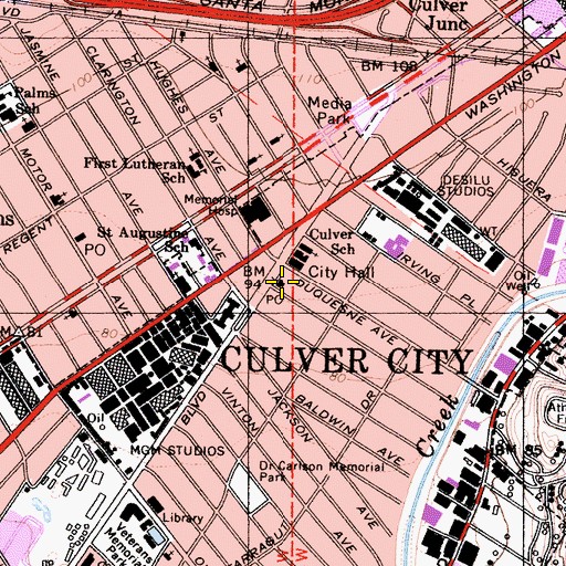 Topographic Map of Gateway Culver City Post Office, CA