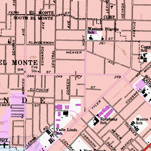 Topographic Map of South El Monte Post Office, CA