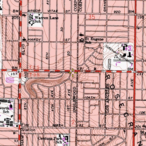 Topographic Map of Wagner Branch Post Office, CA