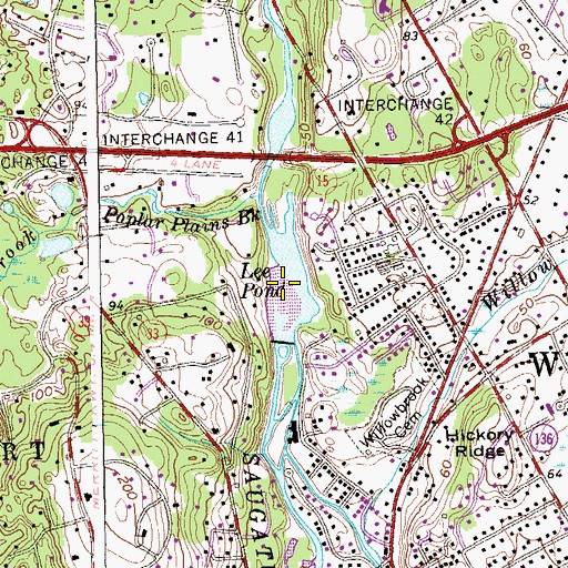 Topographic Map of Lee Pond, CT