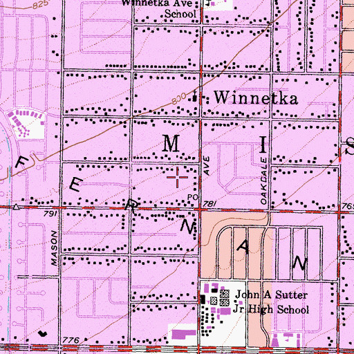 Topographic Map of Winnetka Post Office, CA