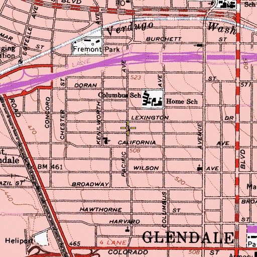 Topographic Map of Free Methodist Church, CA
