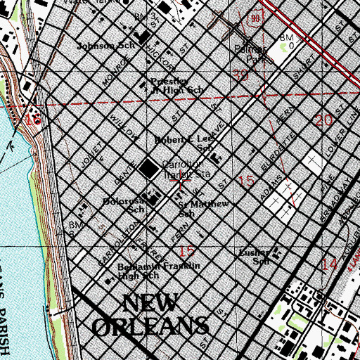Topographic Map of New Orleans Public Library - Childrens Resource Center, LA