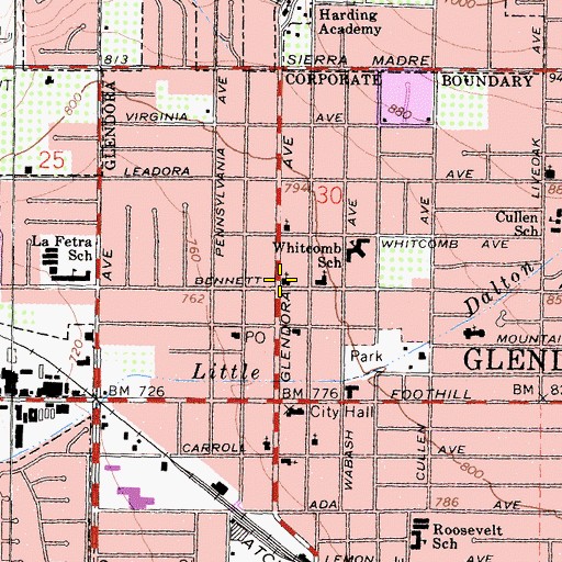 Topographic Map of First Christian Church, CA