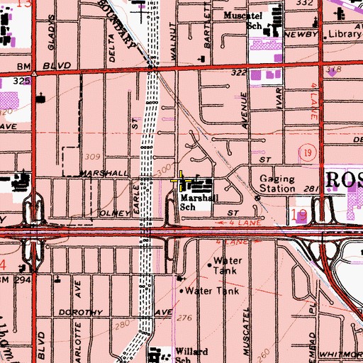 Topographic Map of First Evangelical Church, CA