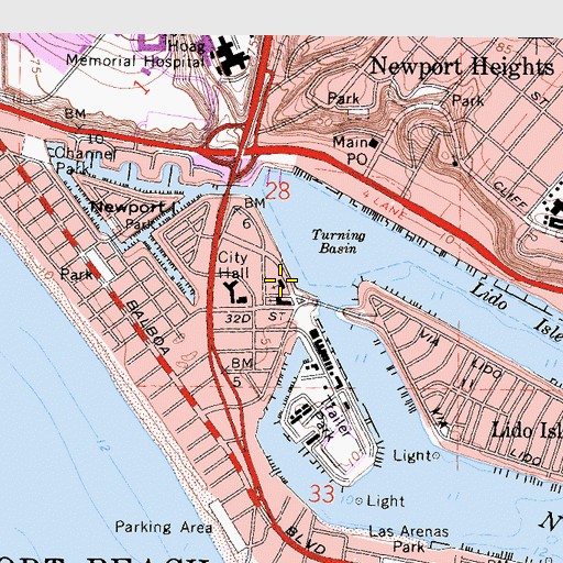 Topographic Map of First Church of Christ Scientist, CA