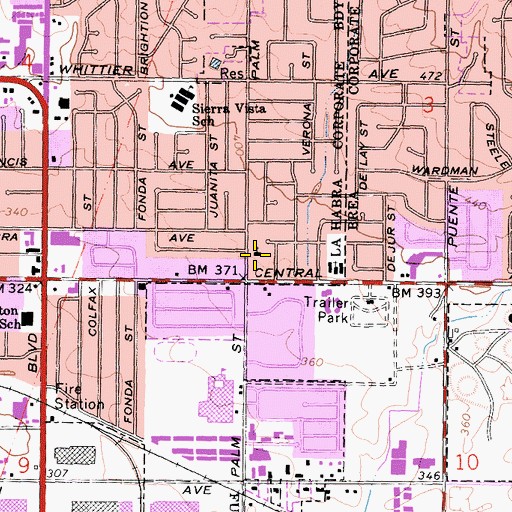 Topographic Map of Emanuel Lutheran Church, CA